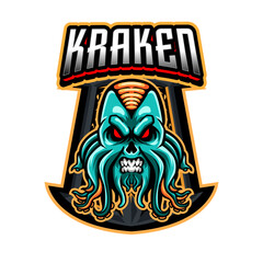 Illustration vector grapich of kraken an shield perfect for mascot logo design 
