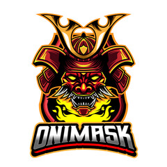 Illustration vector grapich of oni samurai perfect for mascot logo design 