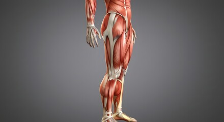 Detailed Anatomical Model of Human Body Showing Muscular System and Skeletal Structure