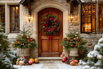 Cozy Christmas Front Door Decor