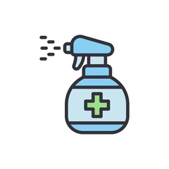 Medical disinfectant spray icon, hygiene protection, clean illustration