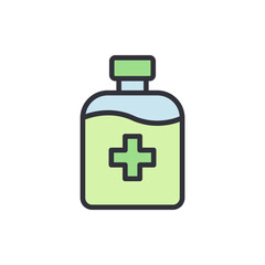 Medicinal Bottle with Cross Symbol on White Background Design Element