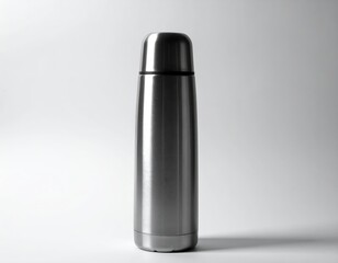 Highquality stainless steel bottle with secure black lid, perfect for hydration onthego