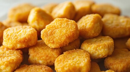 Golden perfection: A tantalizing heap of irresistibly crispy and savory chicken nuggets