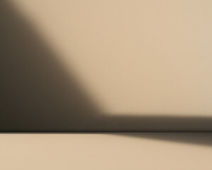 Begie background wall floor with shadow flower gradient old rose color backdrop, minimal podium stage loft for presentation product, empty mockup stand interior