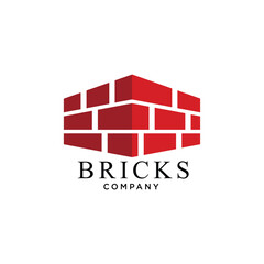 brick wall logo design vector template, creative building design concept