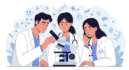 Fototapeta premium Medical team analyzing test results under microscope in laboratory setting