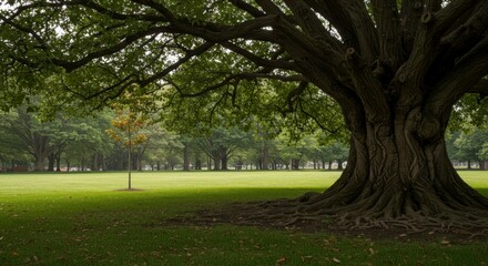 Obraz premium Lush parkland with mature trees