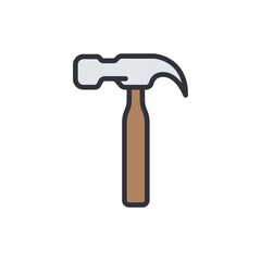 Isolated hammer tool on black background for carpentry and construction