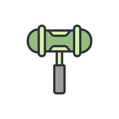 Isolated icon of mallets with detailed outline and grey handle on white background