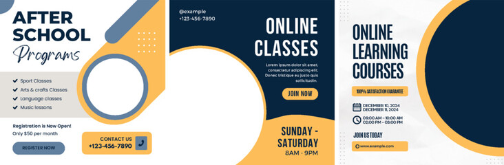 Obraz premium Flyer design promoting online education programs and extracurricular activities