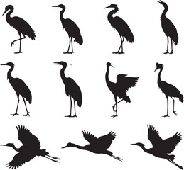 Obraz premium Heron Silhouette SVG – Elegant Bird Design for Nature Crafts & Decor