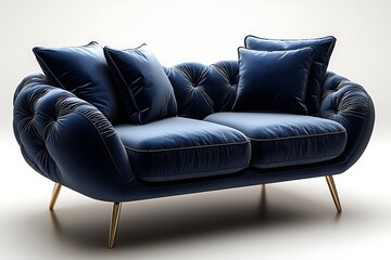 Cozy two-seater sofa with soft velvet cushions high resolution picture