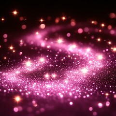 Shimmering pink glitter and sparkling stars on dark background