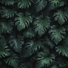 Intricate black & deep green exotic leaf pattern; dramatic, stylish , leaves, exotic, silhouette
