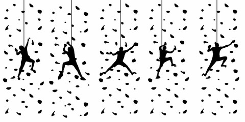 Silhouette of a Climber on a Rock Climbing Wall