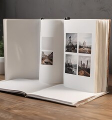 Blank photo album pages, open vertical display  Ideal for design presentation ,  presentation,  stationery,  photo album design