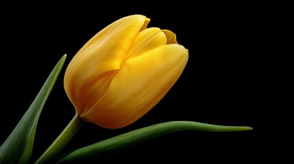 Cute isolated yellow tulip