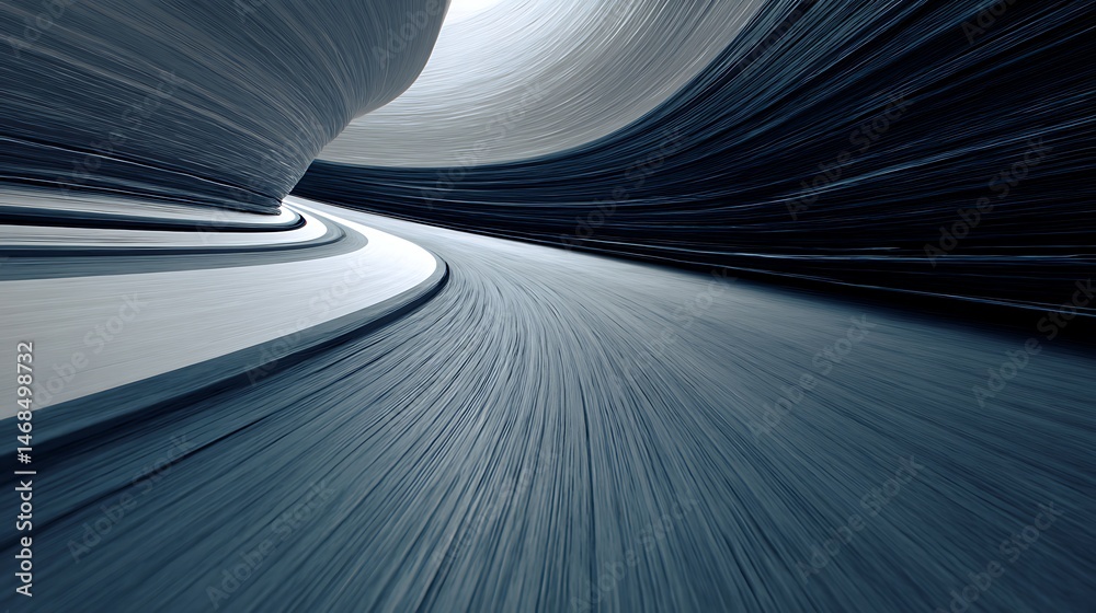 Poster Curving lines create a sense of speed and motion
