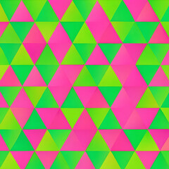 Fototapeta premium Vibrant action with seamless pattern of triangles in gradient green and pink background graphic art for modern design