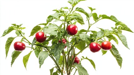 Chili pepper plant with bright red fruit