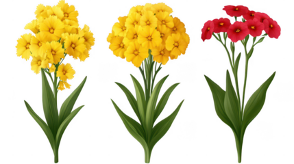 Radiant Floral Arrangement, Yellow and Red Wallflower Blossoms Isolated