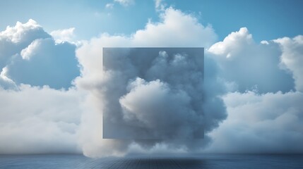 Surreal Cloudscape: A Square Portal in the Heavens