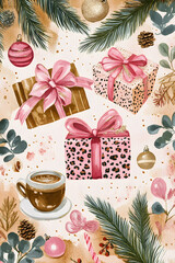 Pink Romantic Christmas Gift Pattern