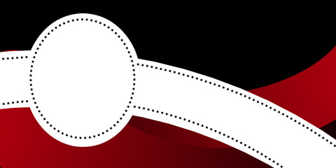 black background and red waves with white circles and ribbons