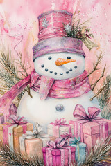 Obraz premium Pink Romantic Christmas Gift Pattern