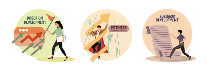 Directions development concept. Business development. His way to his goal.