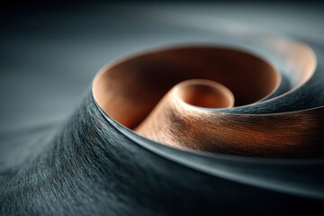 Abstract Spiral Copper Coil on Textured Surface Modern Design Element for Technology and Innov