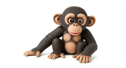 Fototapeta premium Adorable chimpanzee figurine with endearing eyes and playful pose, a captivating decorative piece for animal lovers and collectors alike, perfect for home decor or gifting