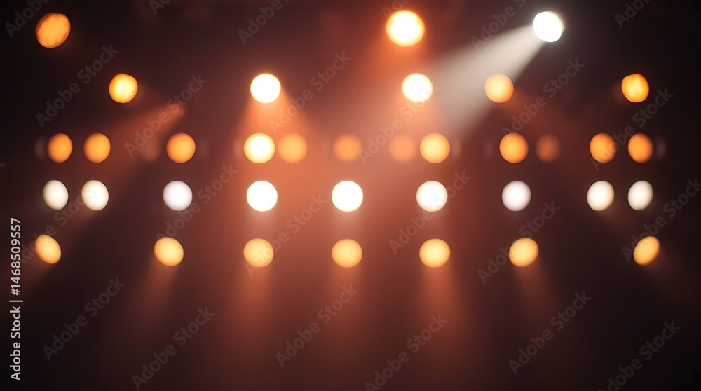 Wall mural out-of-focus lights create a bokeh effect, with a grid pattern of warm, bright circles against a dar