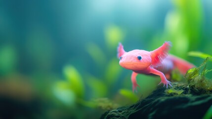 Colorful aquatic fish swimming among vibrant green plants in a serene underwater habitat, perfect for nature themes.