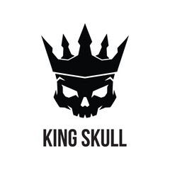 Skull with crown logo design concept. Vintage king skull sign illustration, vector.