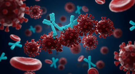 Detailed Visualization of Viruses and Antibodies in a Microscopic Environment