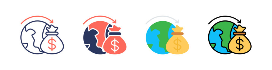 Economic Multi Style Icon Set Vector 