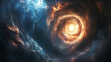 Cosmic vortex of swirling nebulae and stellar light.
