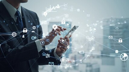 Business people using smartphones and digital network concept - Powered by Adobe