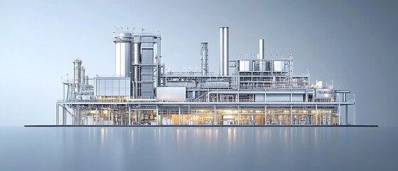Obraz premium Modern industrial plant, coastal setting