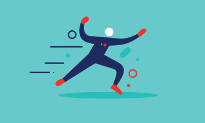 Illustration of a businessman jumping on the beach, a vector illustration of success in sport