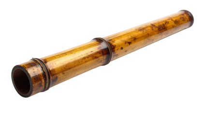 Rustic wooden pipe against a serene green and blue abstract background, study in texture color contrast