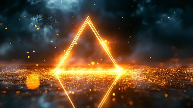 Glowing Triangle Symbol with Bright Sparks Effect