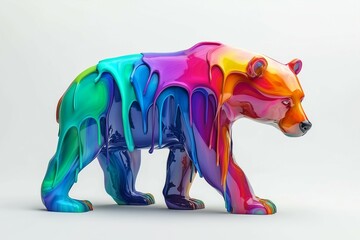 Fototapeta premium colorful liquid bear 3d by generative ai
