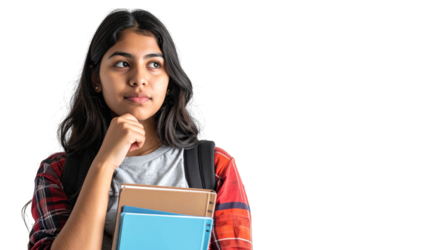Focused girl immersed in learning, a scene of study with laptop and book