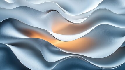 Abstract White Wavy Paper Texture with Golden Light in Background Pattern