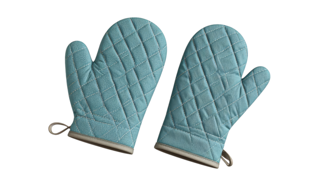 Stylish red oven mitts on a festive plaid background, essential kitchen accessories for safe and comfortable cooking