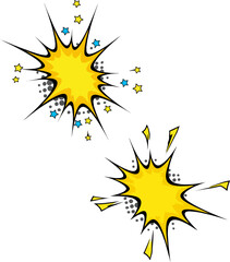 Vibrant Yellow Comic Book Explosion Stars Design Elements for Graphic Design Projects