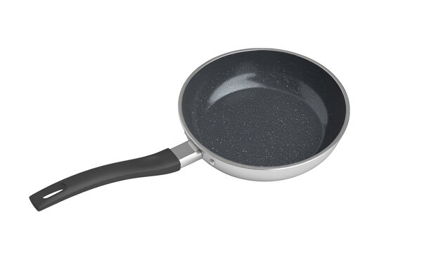 Sizzling simplicity, a closeup of frying pan on vibrant plaid background 